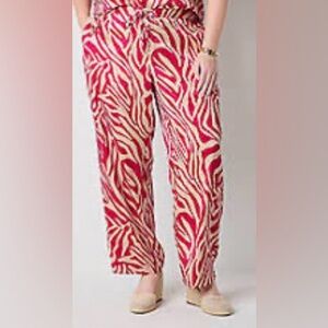 Liz Claiborne Red and Cream Zebra Print Wide Leg Pants
